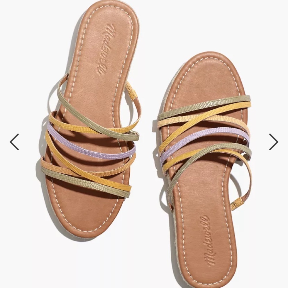 Madewell Katheryn Espadrille Slide Sandal In Colorblock Snake Embossed Leather